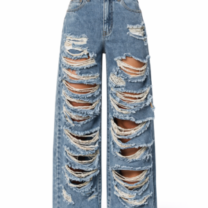 Jeans anchos rotos de tiro alto